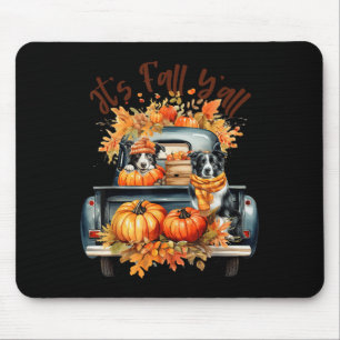 Tapis De Souris C'est l'automne, les Border Collie, citrouilles, c