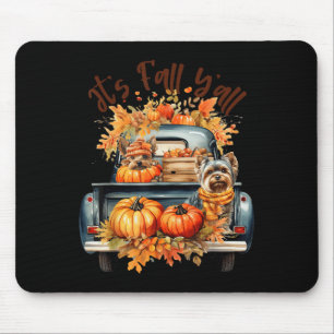 Tapis De Souris C'est l'automne les chiens Yorkie citrouilles cami