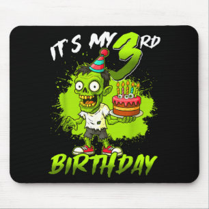 Tapis De Souris C'est mon 3e anniversaire Zombie 3 ans Joyeux Hall