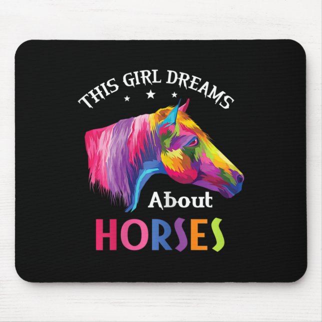 Tapis De Souris Cette Fille Rêve Sur Les Chevaux Cheval Équitation (Devant)