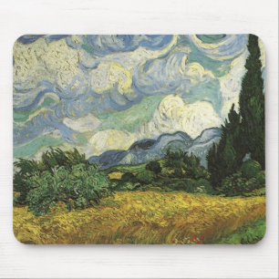 Tapis De Souris Champ de blé avec Cyprès, Vincent Van Gogh