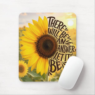 Tapis De Souris Champ de Tournesols avec Citation Inspirante