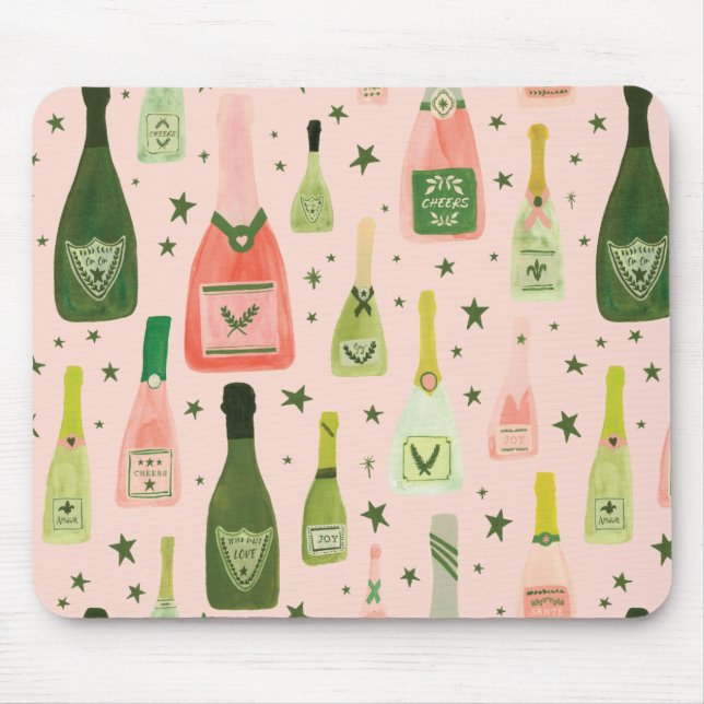 Tapis De Souris Champagne rose et Motif des étoiles (Devant)