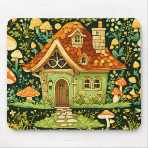 Tapis De Souris Champignons vert et or sur fleurs