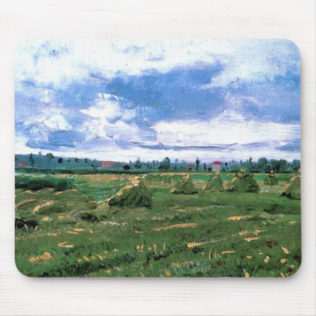 Tapis De Souris Champs de blé avec meules de Vincent van Gogh (Devant)