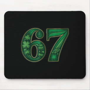 Tapis De Souris Chanceux irlandais drôle 67 six sept mème trèfle c