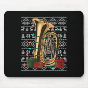 Tapis De Souris Chandail de Noël Style musical moche Tuba Noël