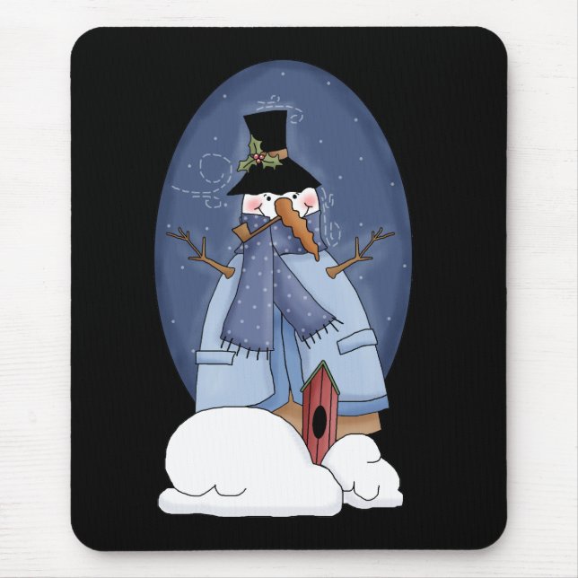 Tapis De Souris Chandails et cadeaux Snowman Blue (Devant)