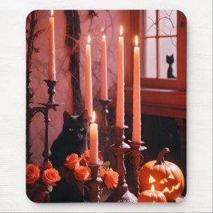 Tapis De Souris Chandelles Citrouilles d'Halloween Cute Éffrayant
