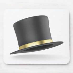 Tapis De Souris Chapeau de dessus noir avec ruban doré