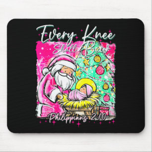 Tapis De Souris Chaque genou fléchira Santa Noël Scène de la Nativ