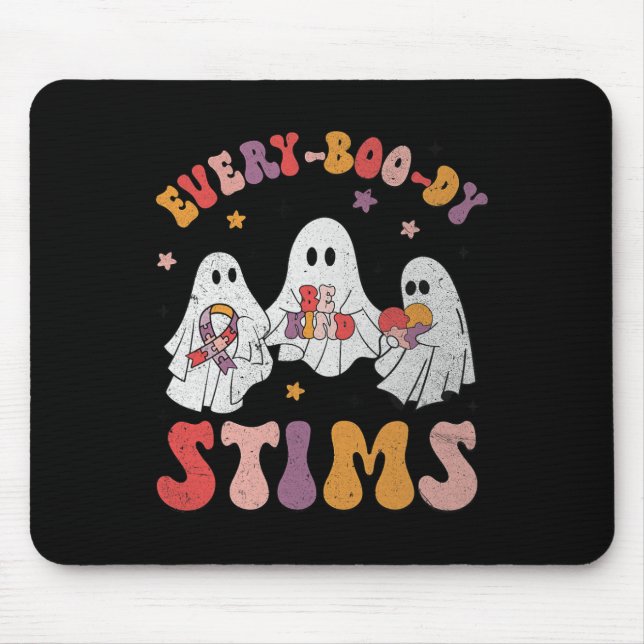 Tapis De Souris Chaque jour Stims Drôle Autisme Fantôme Halloween  (Devant)