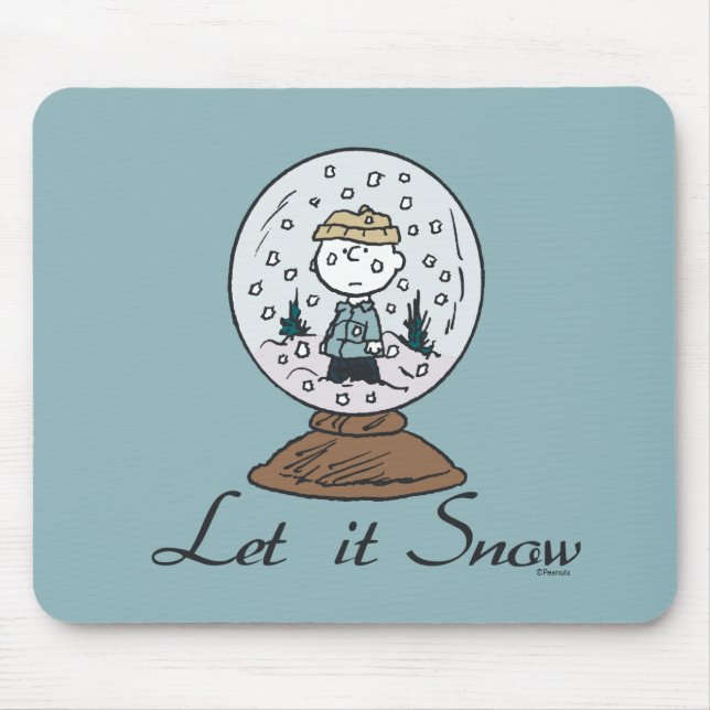 Tapis De Souris Charlie Brown Snow Globe Graphisme - Let It Snow (Devant)
