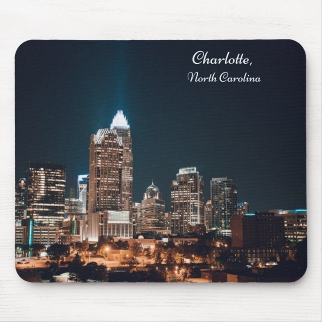 Tapis De Souris Charlotte North Carolina City Skyline Nuit (Devant)