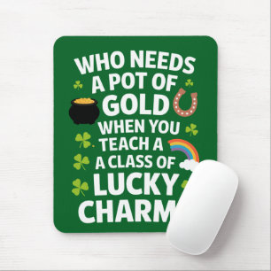 Tapis De Souris Charme de professeur trèfle chanceux de la Saint-P
