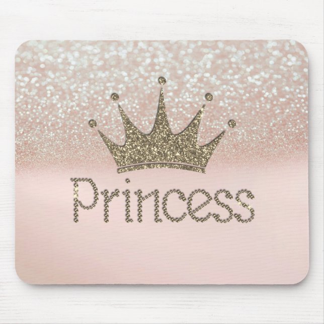Tapis De Souris Charming Tiara, Princesse, Glittery Bokeh (Devant)