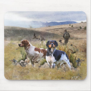Tapis De Souris Chasse à la caille avec un Espagnol breton, Art