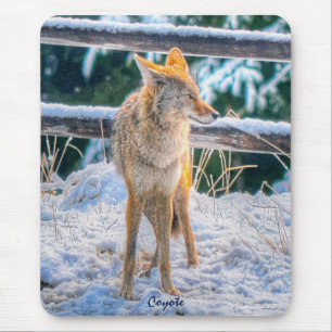 Tapis De Souris Chasse au coyote féminine en neige #Gift Mousepad