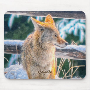 Tapis De Souris Chasse au coyote féminine en neige #Gift Mousepad