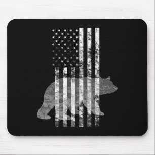 Tapis De Souris Chasse patriotique Ours Chasseurs de drapeau améri