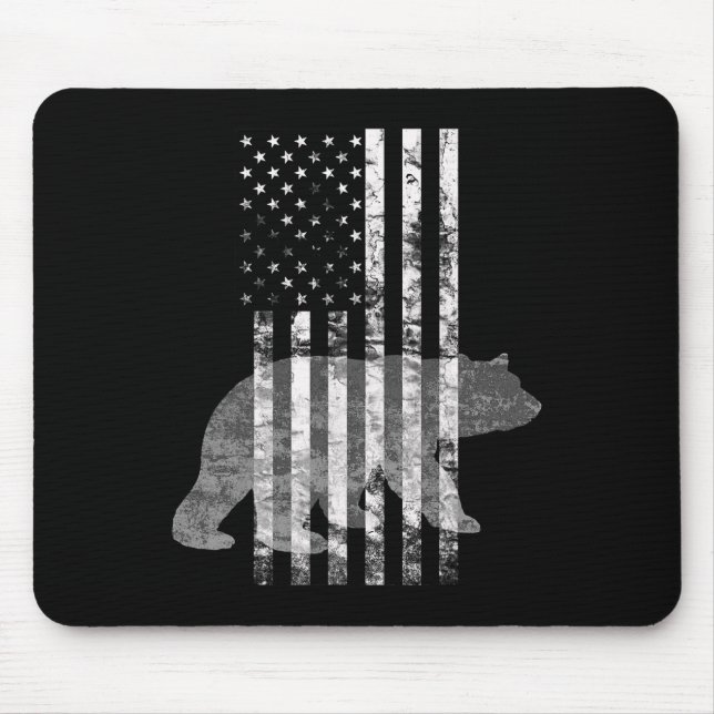 Tapis De Souris Chasse patriotique Ours Chasseurs de drapeau améri (Devant)
