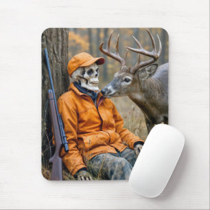 Tapis De Souris Chasseur de Halloween squelette avec un buck