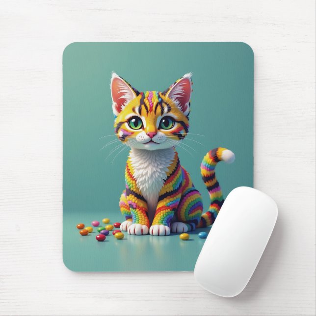 Tapis De Souris Chat à bonbons Margay couleur mignonne (Avec souris)