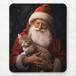 Tapis De Souris Chat abyssinien avec Noël Festif du Père Noël