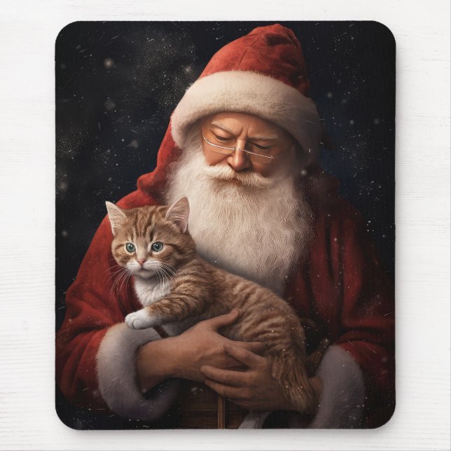 Tapis De Souris Chat abyssinien avec Noël Festif du Père Noël (Devant)