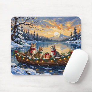 Tapis De Souris Chat angora turc Noël Bateau Fêtes