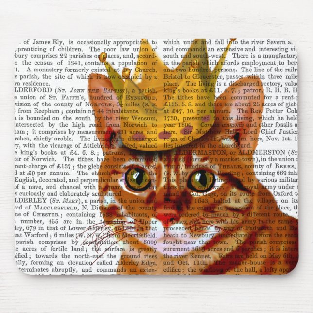 Tapis De Souris Chat au gingembre avec Portrai de la Couronne (Devant)
