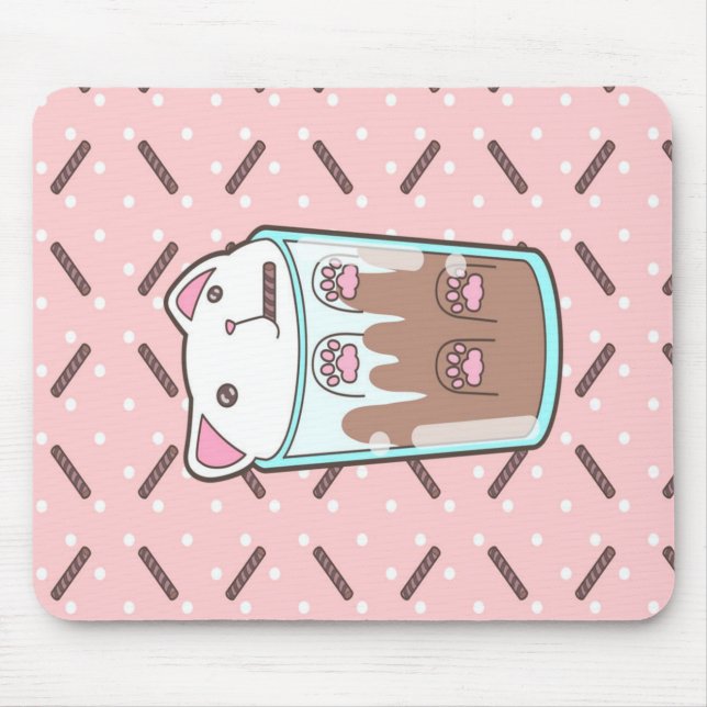 Tapis De Souris Chat au lait au chocolat |Amoureux du chocolat (Devant)