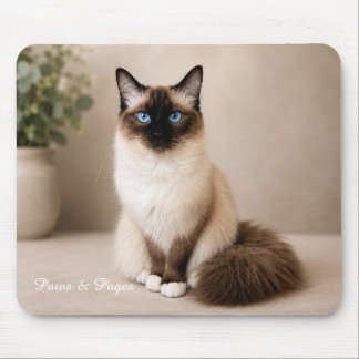 Tapis de souris chat aux yeux bleus mignon | Paws