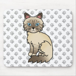 Tapis De Souris Chat Birman / Ragdoll au point chocolat tabby & Pa