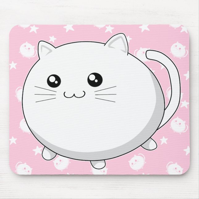 Tapis De Souris Chat blanc mignon de minou de Kawaii (Devant)