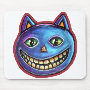 Tapis De Souris Chat bleu souriant Vintage Halloweenies