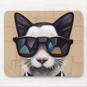 Tapis De Souris Chat cool portant lunettes de soleil