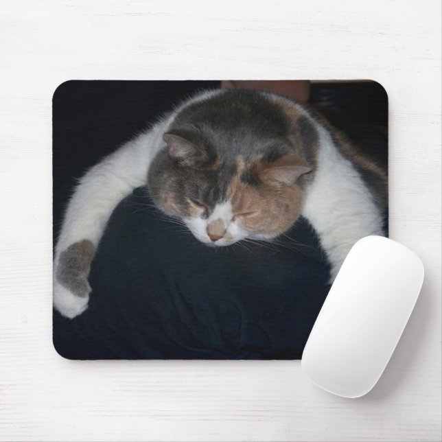 Tapis De Souris Chat couché Cute Calico au-dessus de l'épaule (Avec souris)