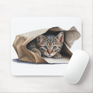 Tapis De Souris Chat dans sac en papier