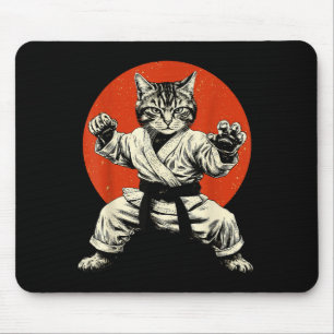 Tapis De Souris Chat d'arts martiaux Karaté Judo Drapeau japonais