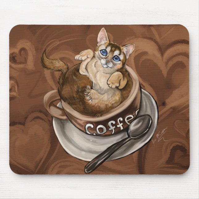 Tapis De Souris Chat de café (Devant)