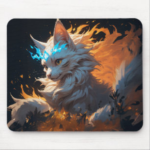 Tapis De Souris Chat de flamme mystique familier