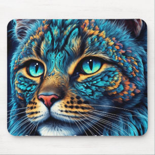 Tapis De Souris Chat de gardien cosmique - Neon Galaxy Mandala