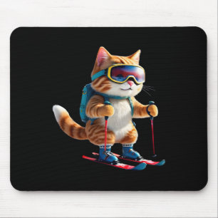 Tapis De Souris Chat de ski mignon cadeau drôle d'hiver sports de