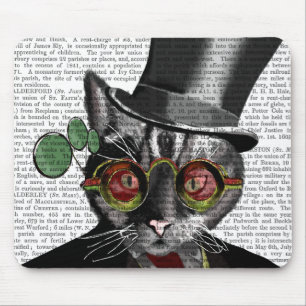 Tapis De Souris Chat de Steampunk - casquette supérieur et verres