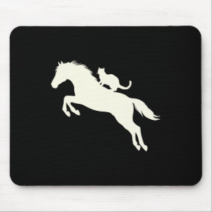 Tapis De Souris Chat D'Équitation Silhouette Pour Amoureux des ani