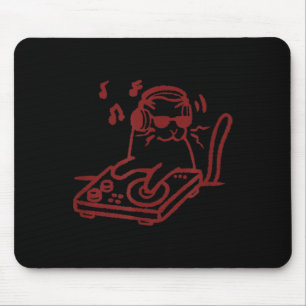 Tapis De Souris Chat DJ Tomcat avec platines et casque Y2K