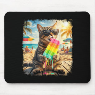 Tapis De Souris Chat Drôle de Lunettes de Soleil d'Animal d'Été de