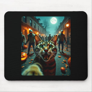 Tapis De Souris Chat drôle selfie Halloween Zombies Humour
