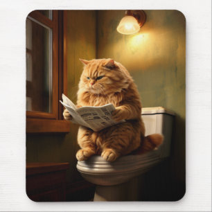 Tapis De Souris Chat drôle sur Toilet   Humour De Salle De Bains